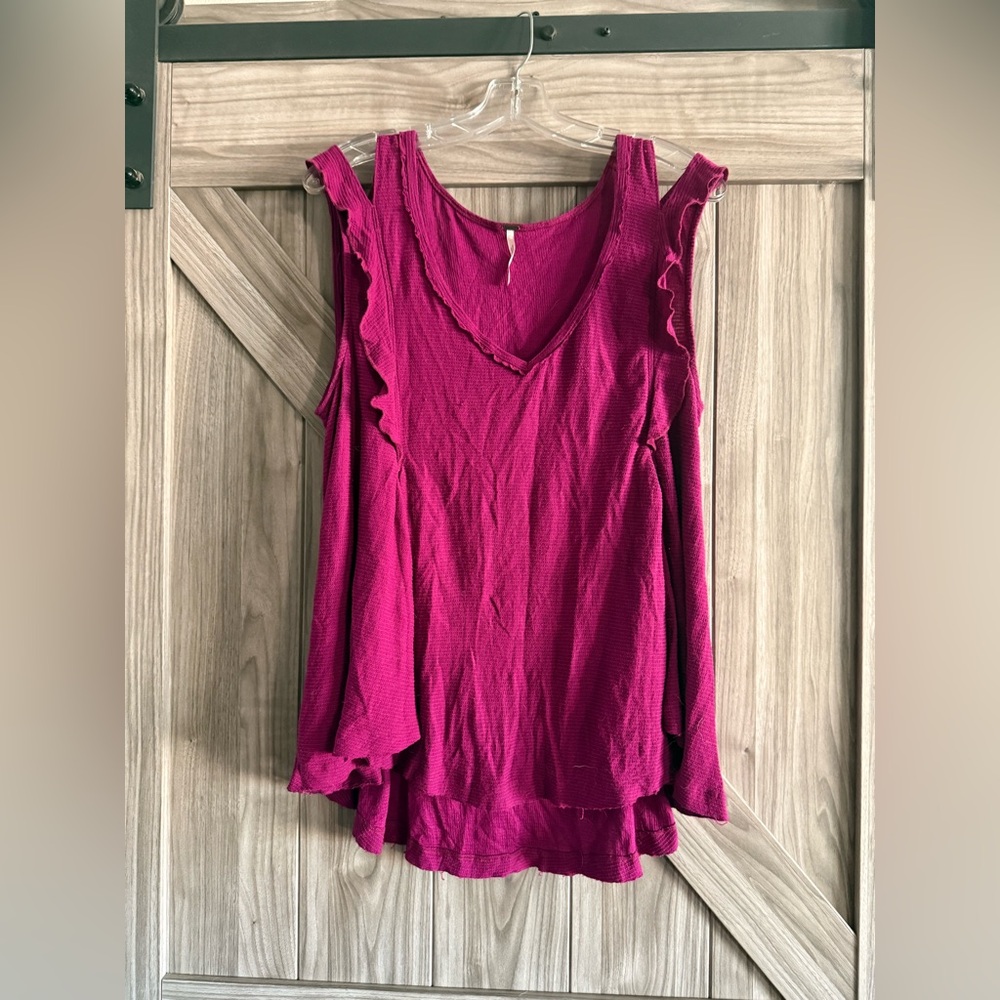 Free People Magenta Ruffled Blouse